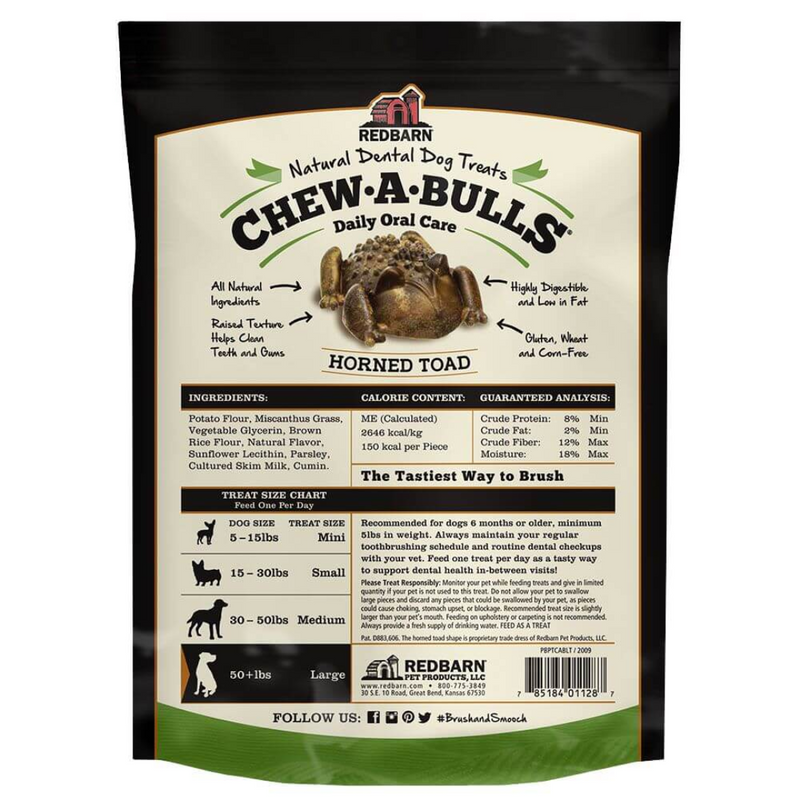 Redbarn Chew-A-Bulls Horned Toad Dental Dog Treats Medium 343g