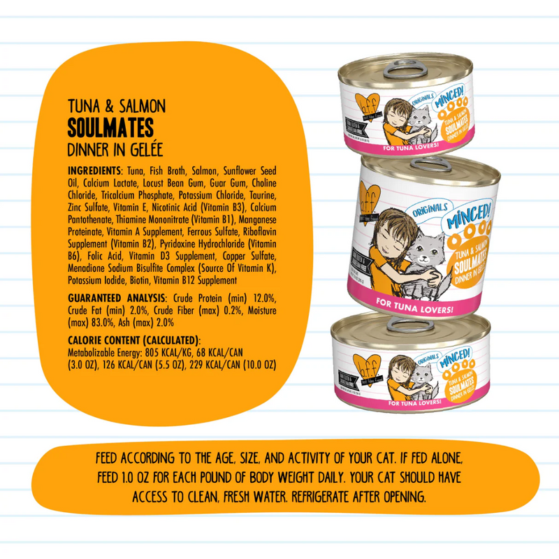 Weruva BFF Minced Tuna & Salmon Soulmates Wet Cat Food 85g