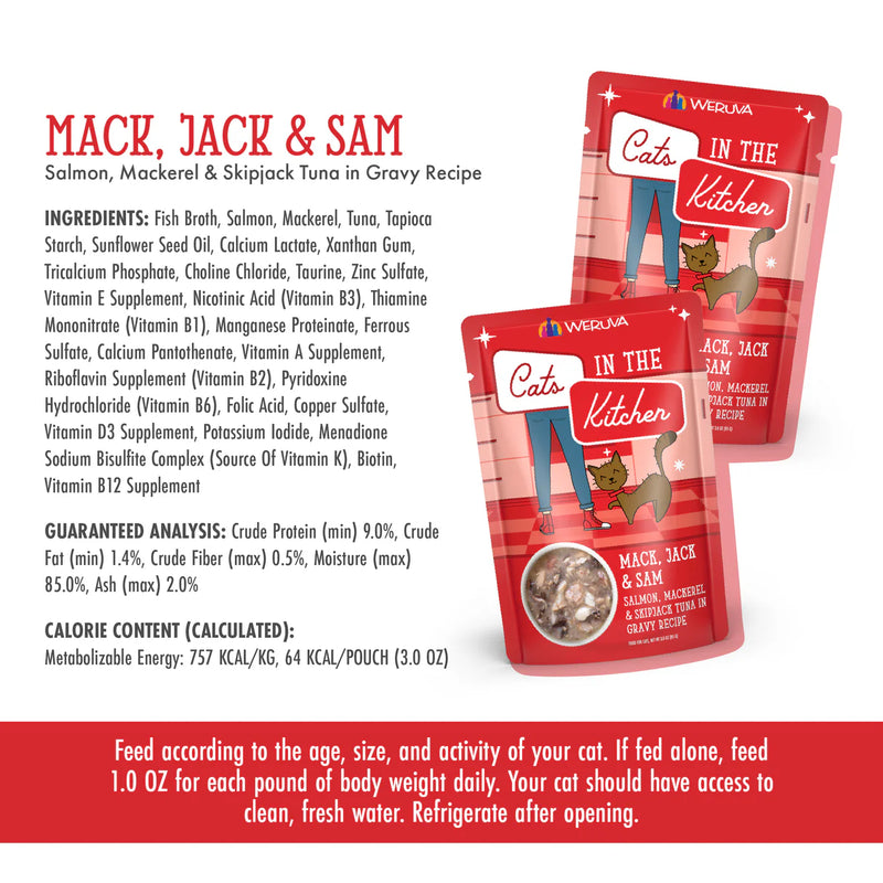 Weruva Cats in the Kitchen Mack, Jack & Sam Wet Cat Food Pouch 85g