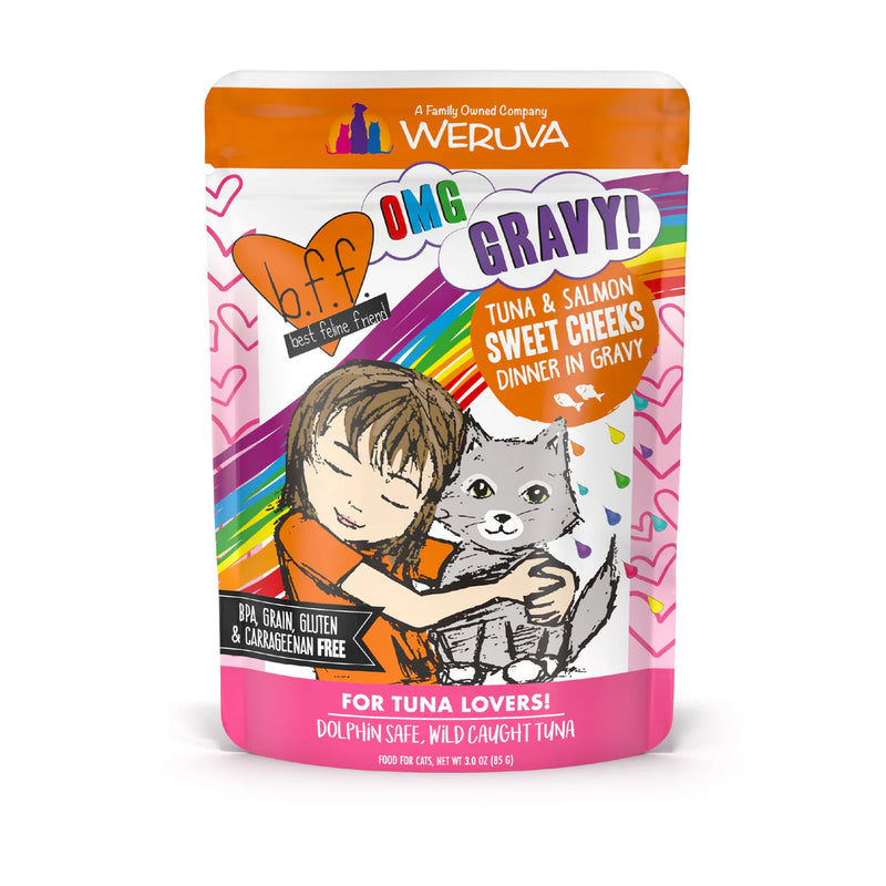 Weruva BFF OMG Gravy Tuna & Salmon Sweet Cheeks Wet Cat Food Pouch 85g