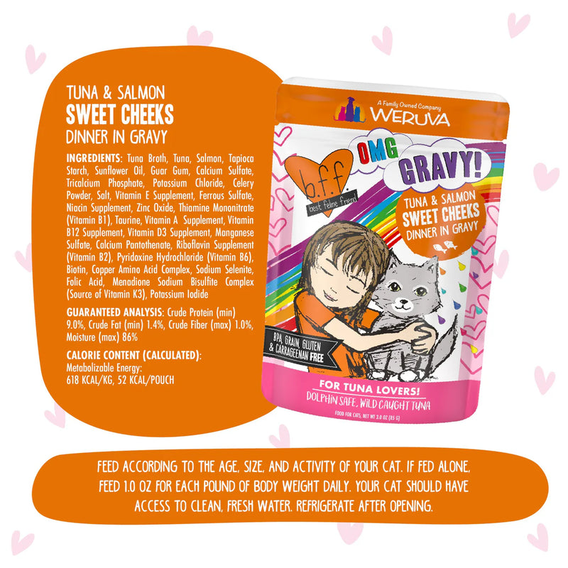 Weruva BFF OMG Gravy Tuna & Salmon Sweet Cheeks Wet Cat Food Pouch 85g