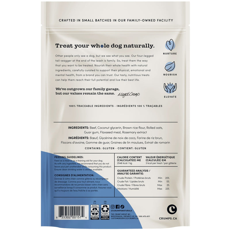 Crumps' Naturals Semi Moist Beef Mini Trainers Dog Treats 132g