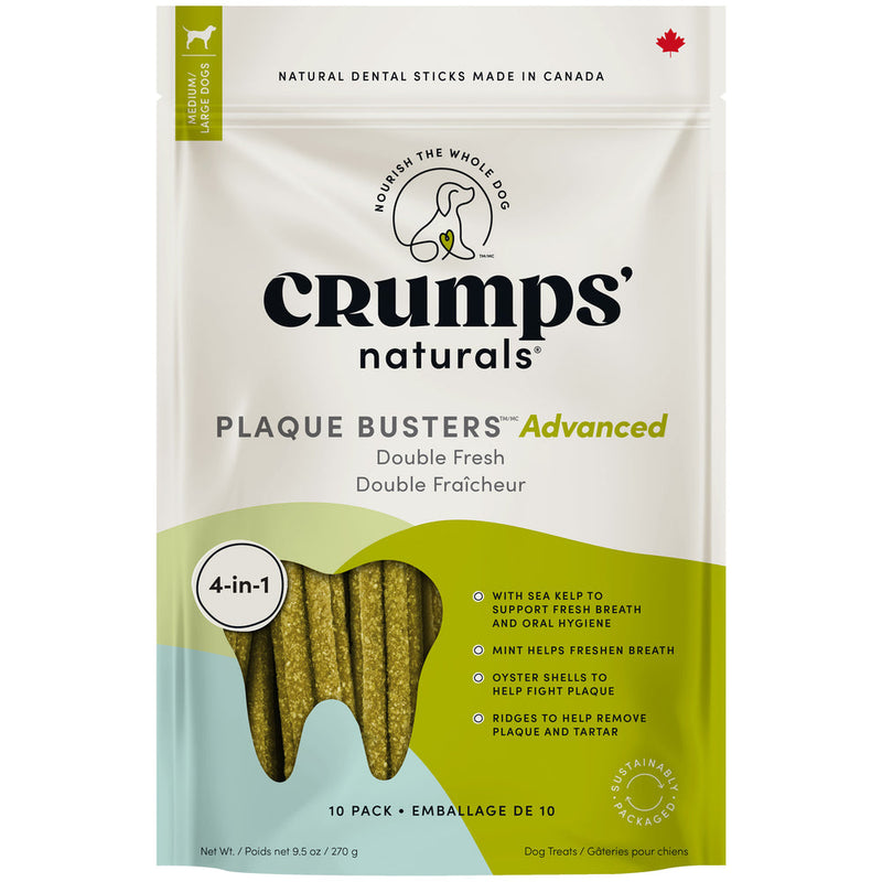 Crumps' Naturals Plaque Busters Advanced Dental Sticks Dog Treats 10-Pack