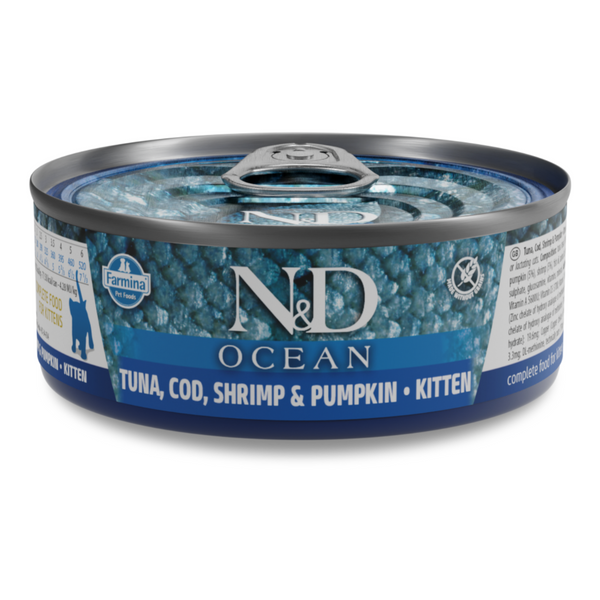Farmina N&D Ocean Cod, Shrimp & Pumpkin Recipe Wet Kitten Food 70g