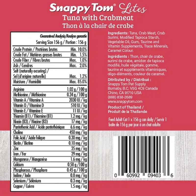 Snappy Tom Lites Tuna with Crabmeat Cat Food 156g