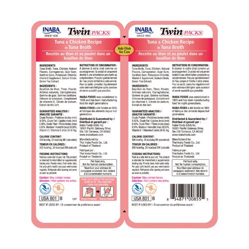 Inaba Twin Packs Tuna & Chicken Recipe in Tuna Broth 80g