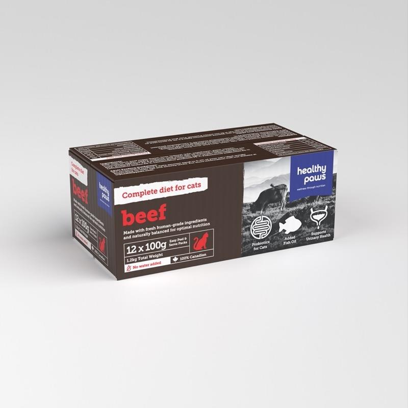 Healthy Paws Complete Beef Dinner for Cats - 12 x 100g
