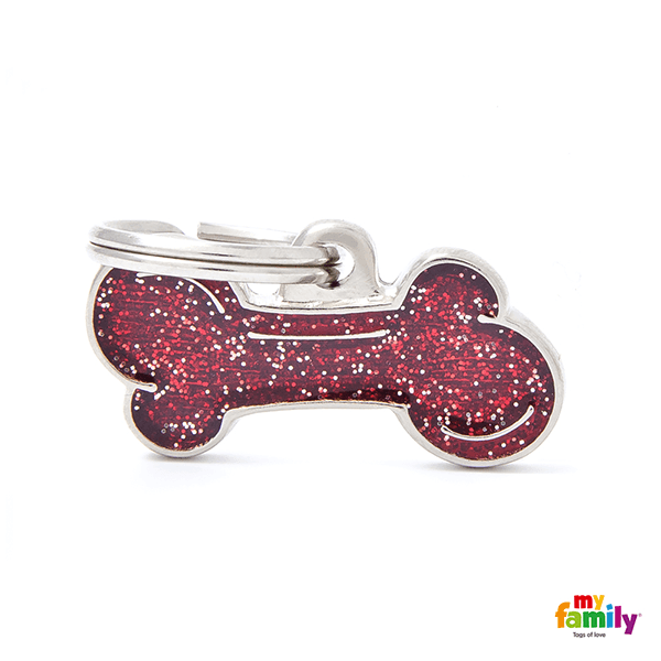 My Family Small Bone Glitter Pet ID Tag - Pisces Pet Emporium