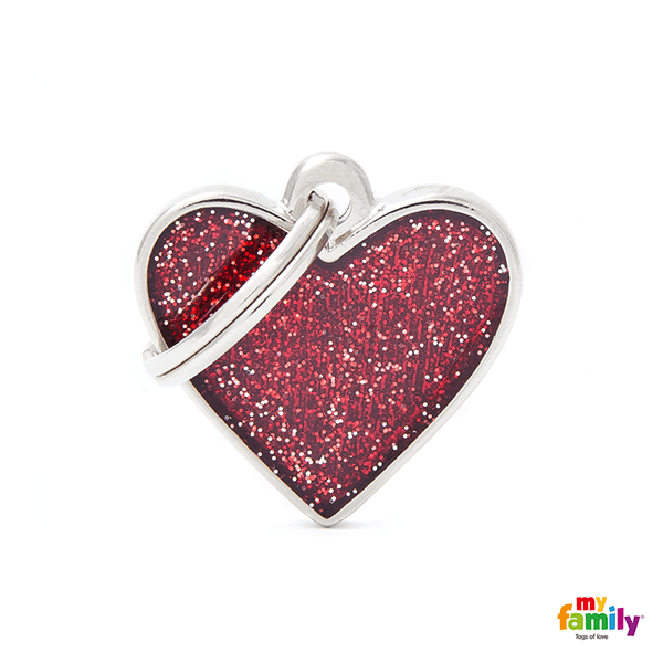 My Family Heart Glitter Pet ID Tag - Pisces Pet Emporium