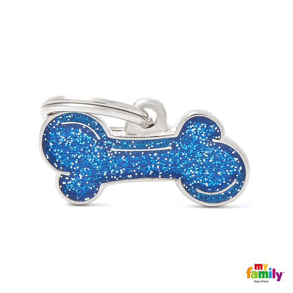 My Family Small Bone Glitter Pet ID Tag - Pisces Pet Emporium