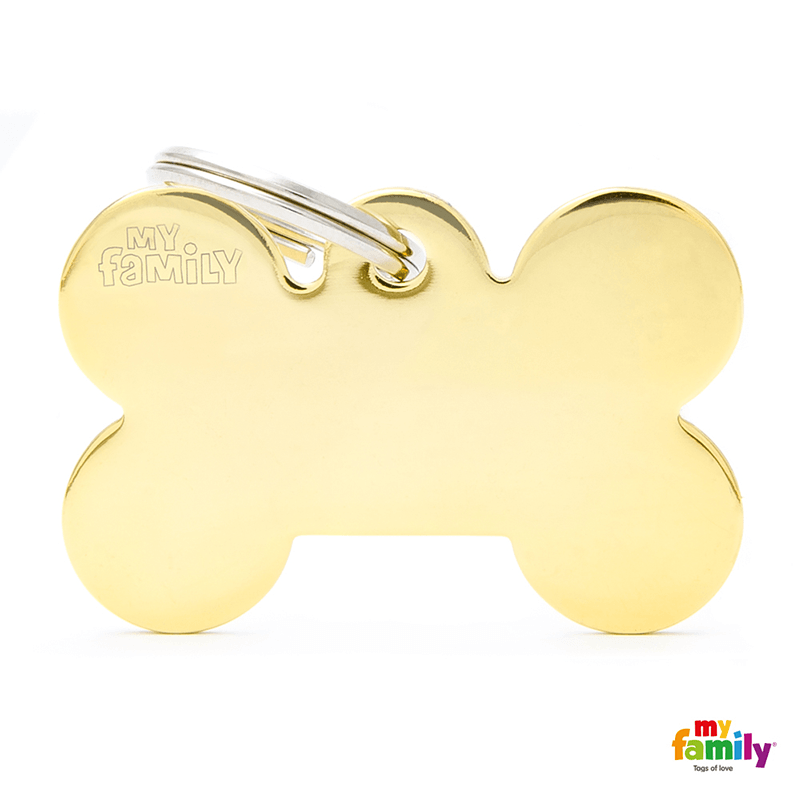 My Family Gold Bone Pet ID Tag - Pisces Pet Emporium