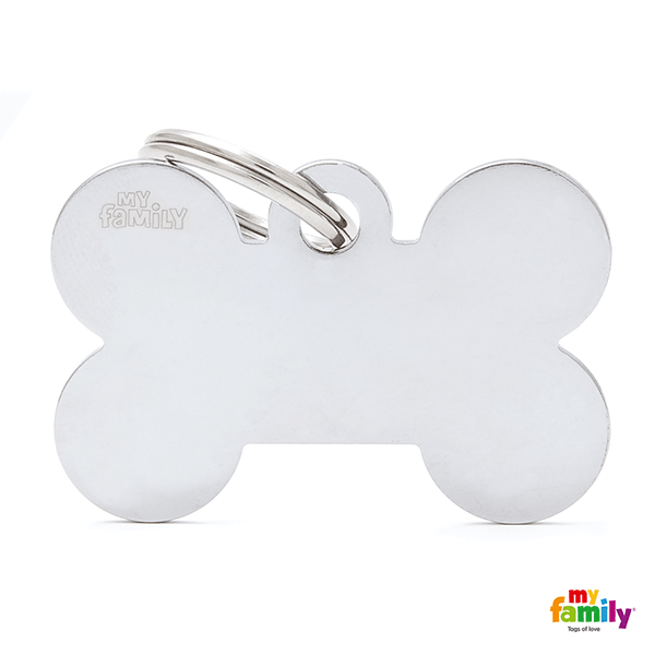My Family Chrome Bone Pet ID Tag - Pisces Pet Emporium