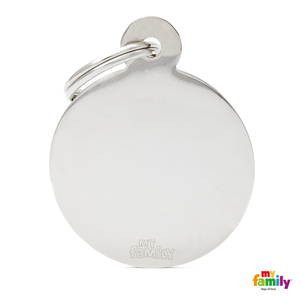My Family Chrome Circle Pet ID Tag - Pisces Pet Emporium