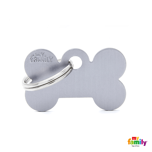 My Family Small Bone Aluminum Pet ID Tag - Pisces Pet Emporium