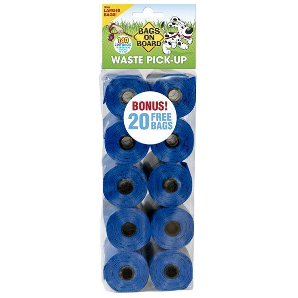 Bags on Board Dog Waste Bag Refills, 9×14 in, 140 bags - Pisces Pet Emporium