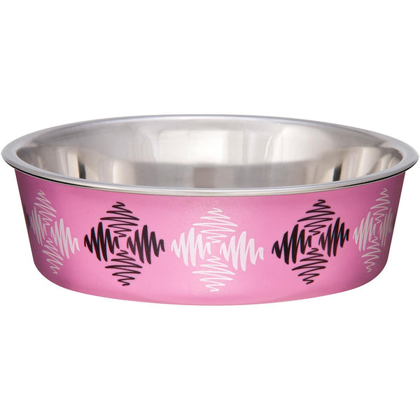 Loving Pets Bella Bowl - Argyle Pink - Pisces Pet Emporium