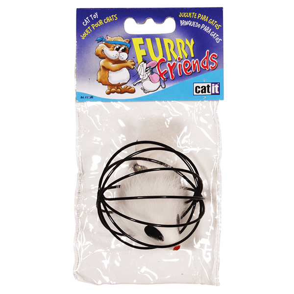 Catit Furry Friends Cat Toy - Wire Ball with Fur Mouse - Pisces Pet Emporium