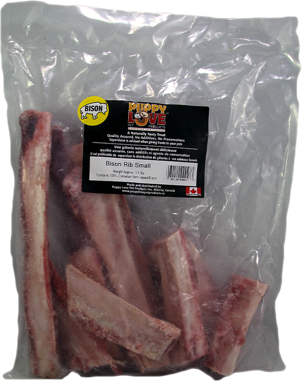 Puppy Love - Frozen Bison Small Rib Bones - Pisces Pet Emporium