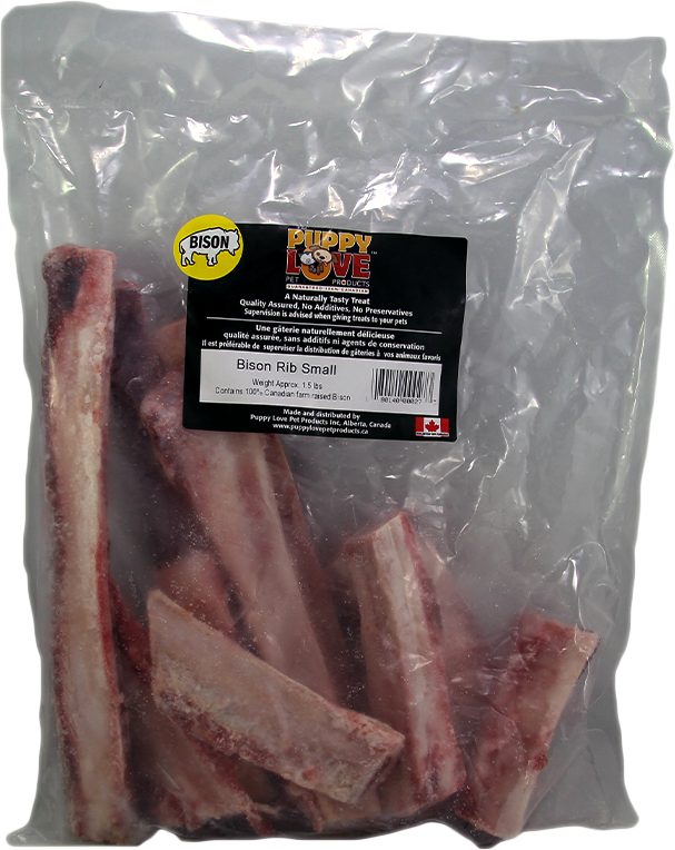 Puppy Love - Frozen Bison Small Rib Bones - Pisces Pet Emporium
