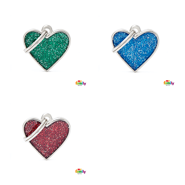 My Family Heart Glitter Pet ID Tag - Pisces Pet Emporium