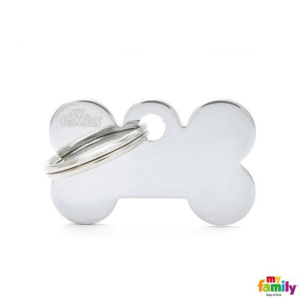 My Family Chrome Bone Pet ID Tag - Pisces Pet Emporium