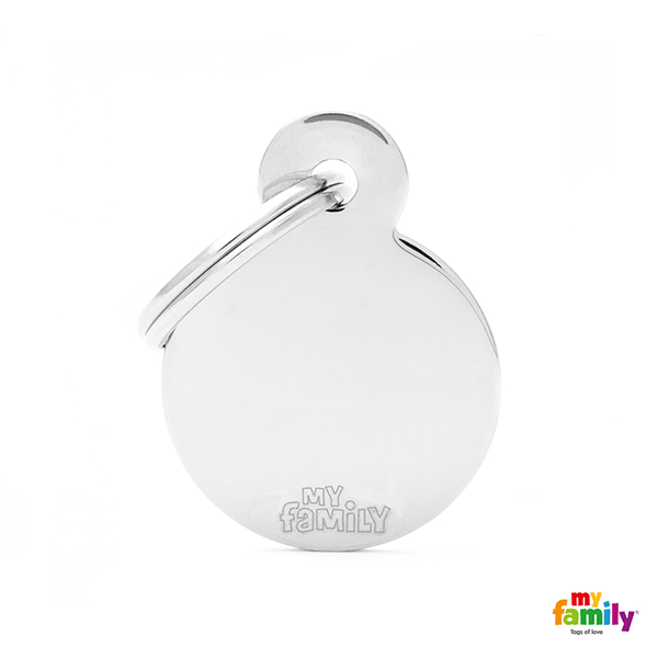 My Family Chrome Circle Pet ID Tag - Pisces Pet Emporium