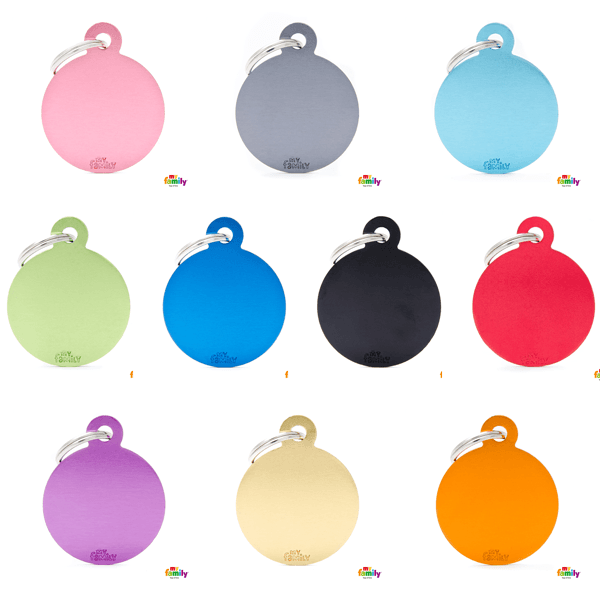 My Family Big Circle Aluminum Pet ID Tag - Pisces Pet Emporium