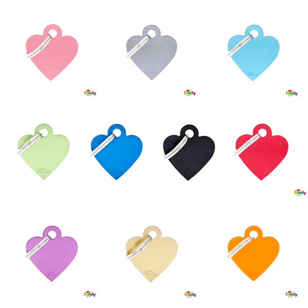My Family Small Heart Aluminum Pet ID Tag - Pisces Pet Emporium