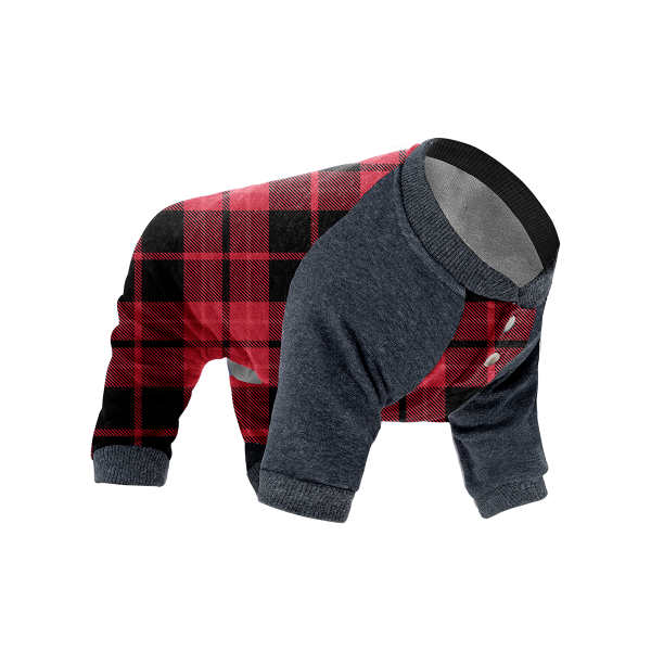 Canada Pooch Frosty Fleece Sweatsuit - Red Plaid