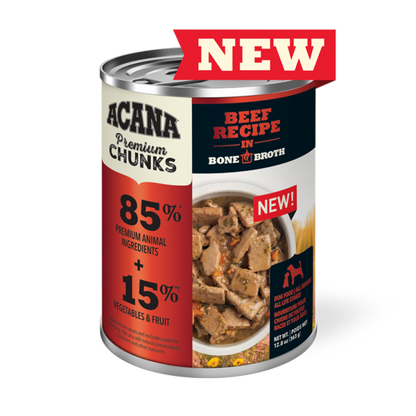 Acana Premium Chunks Beef in Bone Broth 363g - Pisces Pet Emporium