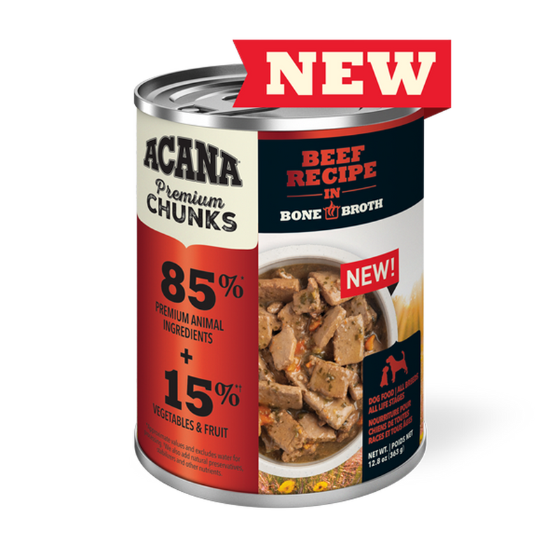 Acana Premium Chunks Beef in Bone Broth 363g - Pisces Pet Emporium