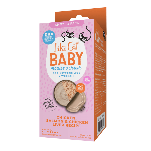 Tiki Cat Baby Kitten Mousse & Shreds - Chicken, Salmon & Chicken Liver - Pisces Pet Emporium